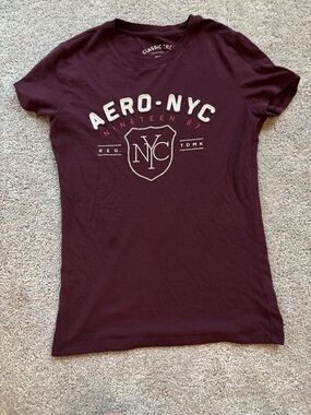 Aeropostale Maroon Aero NYC Graphic Tee